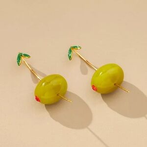 ANTHRO Olive Icon Drop Earrings - Price Firm